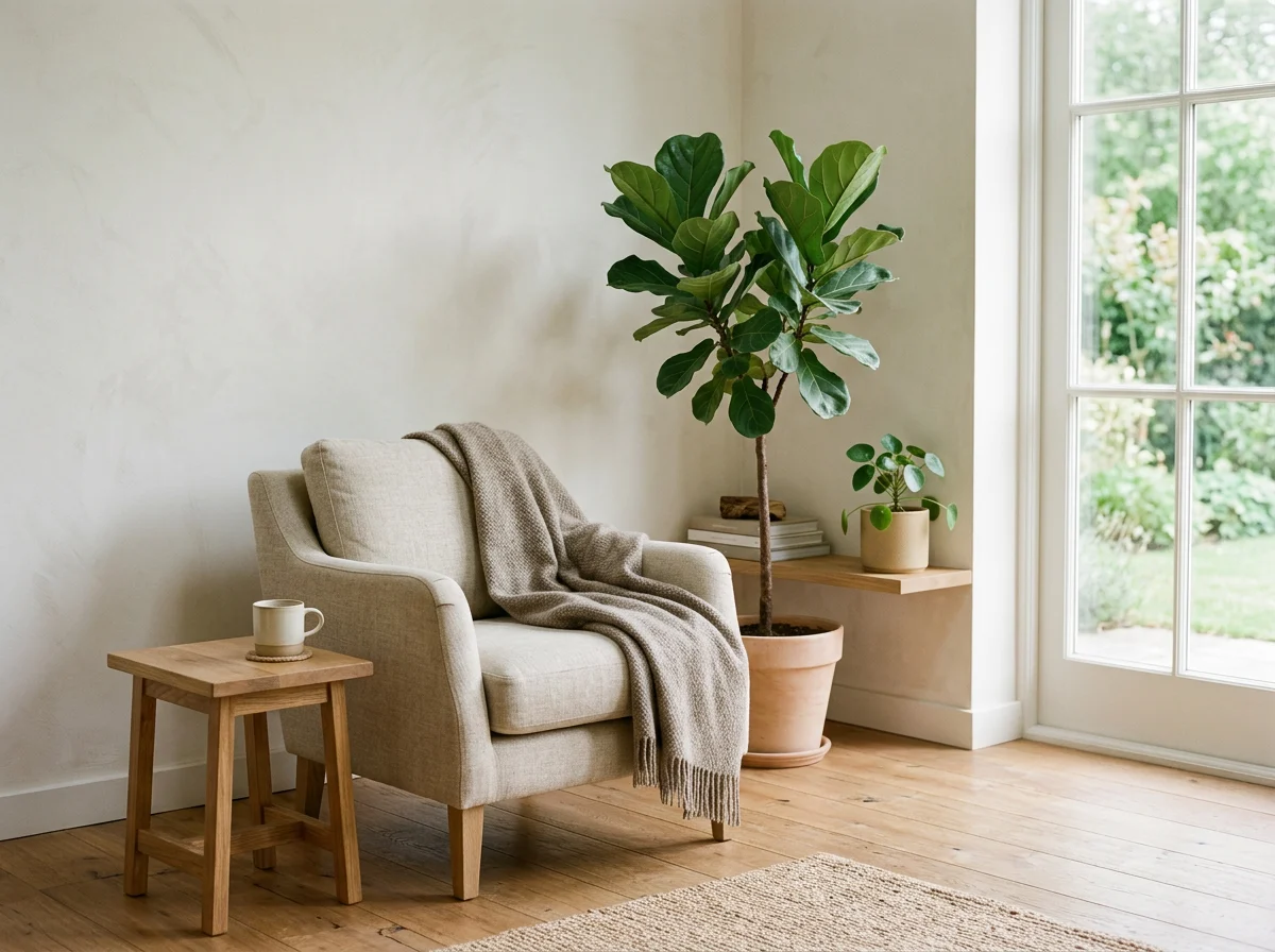A tidy office desk with a plant, a notepad and a mug in warm natural light suggesting a small, organised team